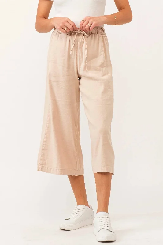 New Products Elina Super High Rise Cropped Wide Leg Pant In Peach Flash Linen