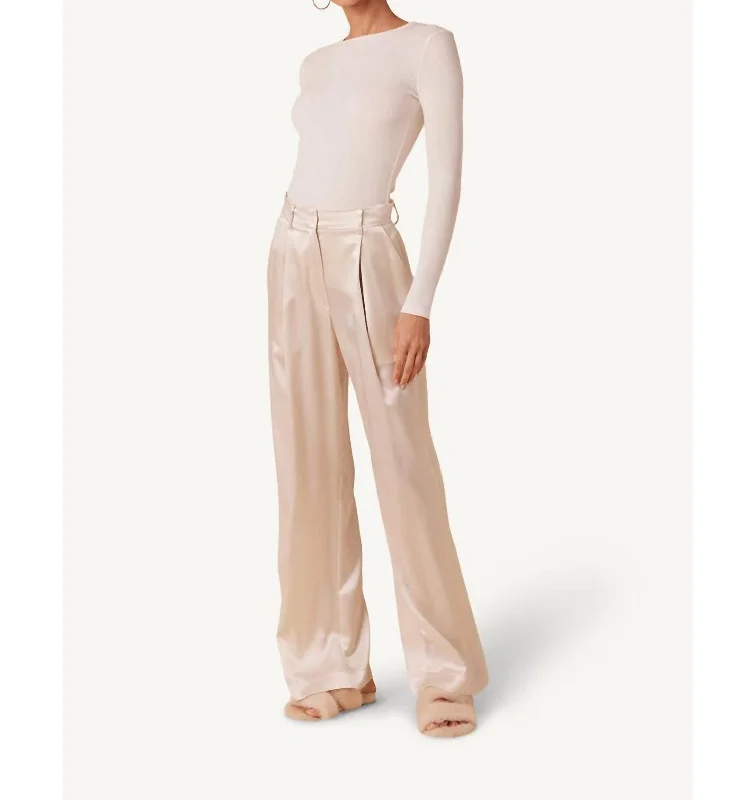 Fashion Wear Emerson Pleated Silk Pants In Gardenia