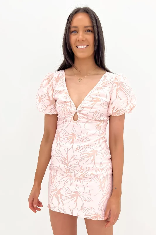 Embroidery Design Haven Mini Dress Blush