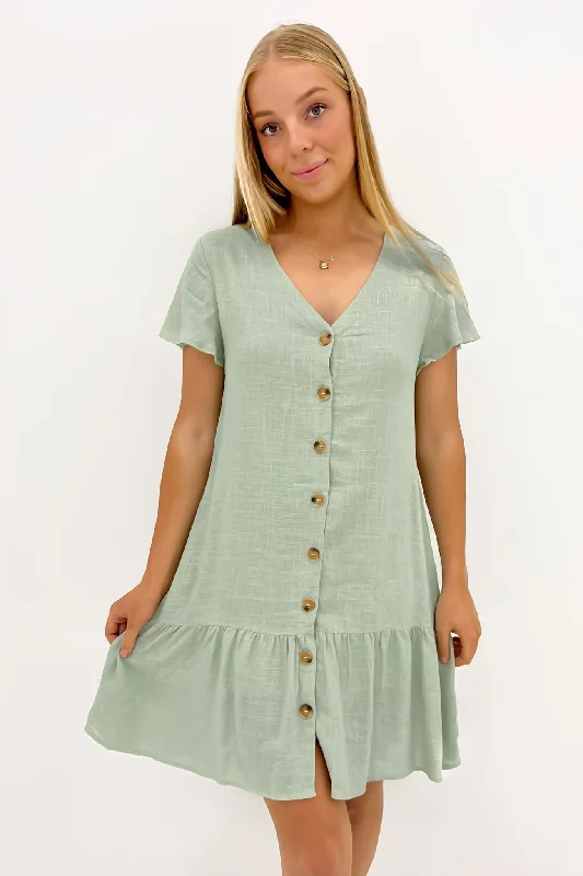 Relaxed Style Kayla Mini Dress Sage