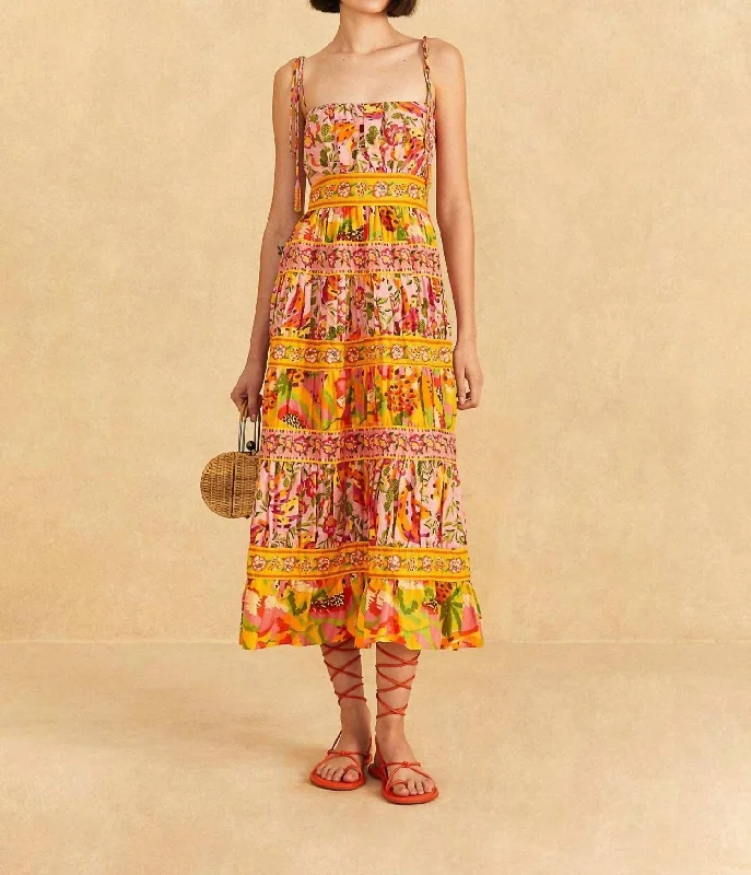 End Of The Year Mixed Fruits Paradise Midi Dress In Multi