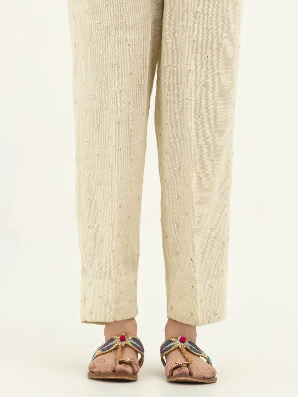 Summer Selection Embroidered Khaddar Trousers(Pret)