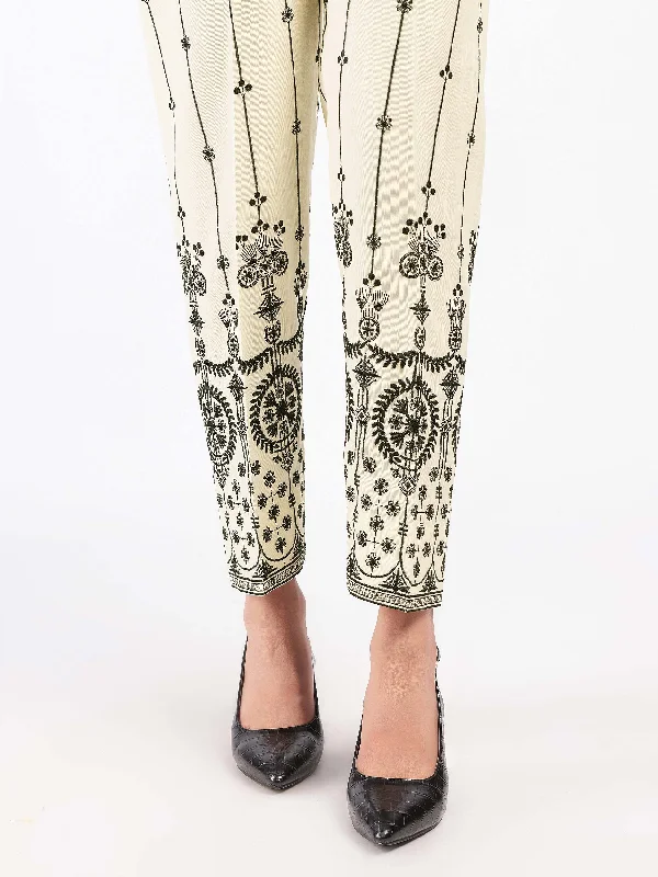 Retro Prints Embroidered Khaddar Trousers