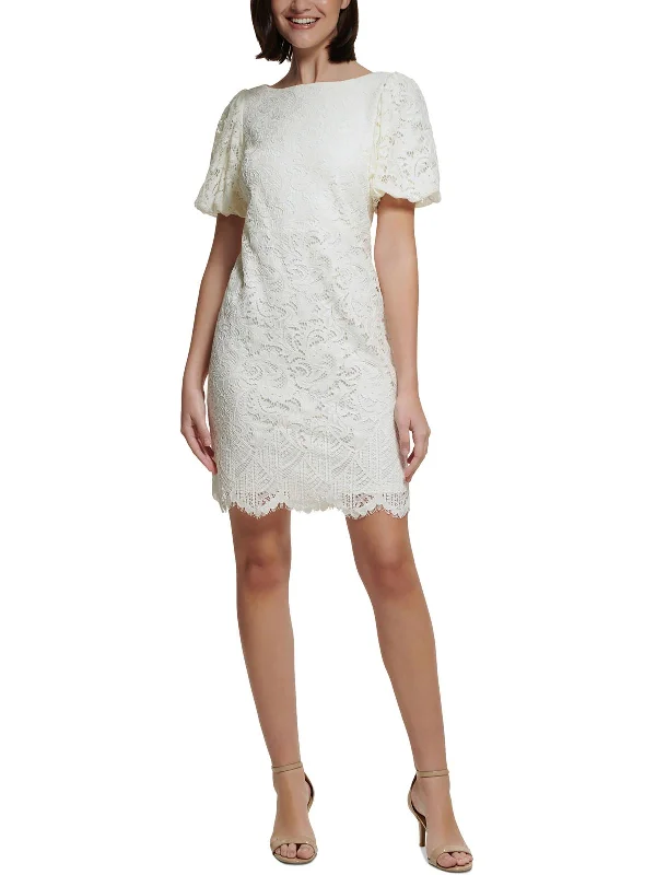 Fashionable In The Times Petites Womens Scalloped Above Knee Shift Dress