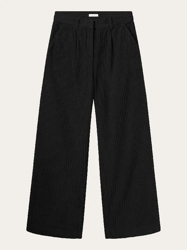 Editorial Design POSEY wide high-rise irregular corduroy pants - Black Jet