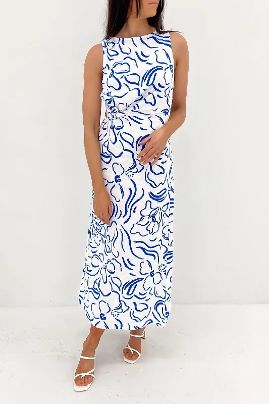 Fashionable In The Times Prina Maxi Dress White Blue