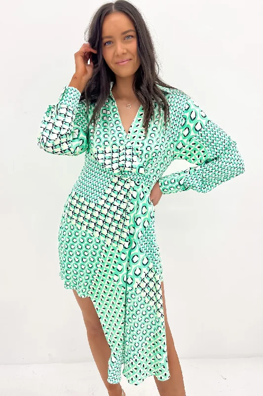 Retro Design Quinne Mini Dress Green