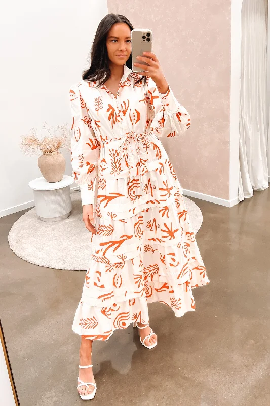 End Of The Year Sebastian Maxi Dress Cream Orange