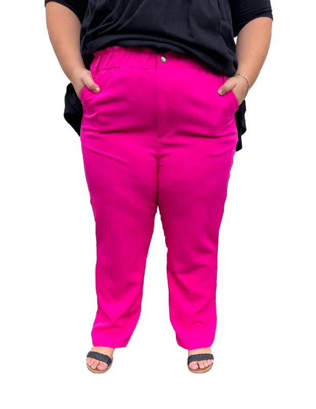 Street Fashion Straight Leg Pant - Plus In Hot Pink