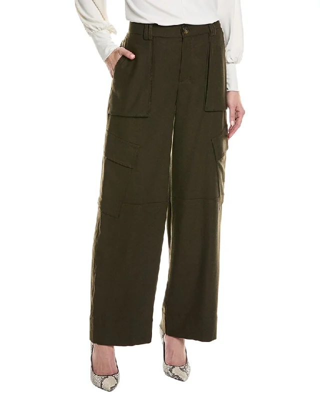 European Plan Vince Flannel Wide Leg Raver Wool-Blend Pant