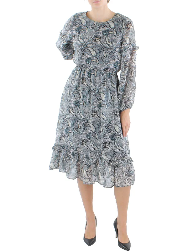 Fashionable In The Times Womens Paisley Midi Fit & Flare Dress