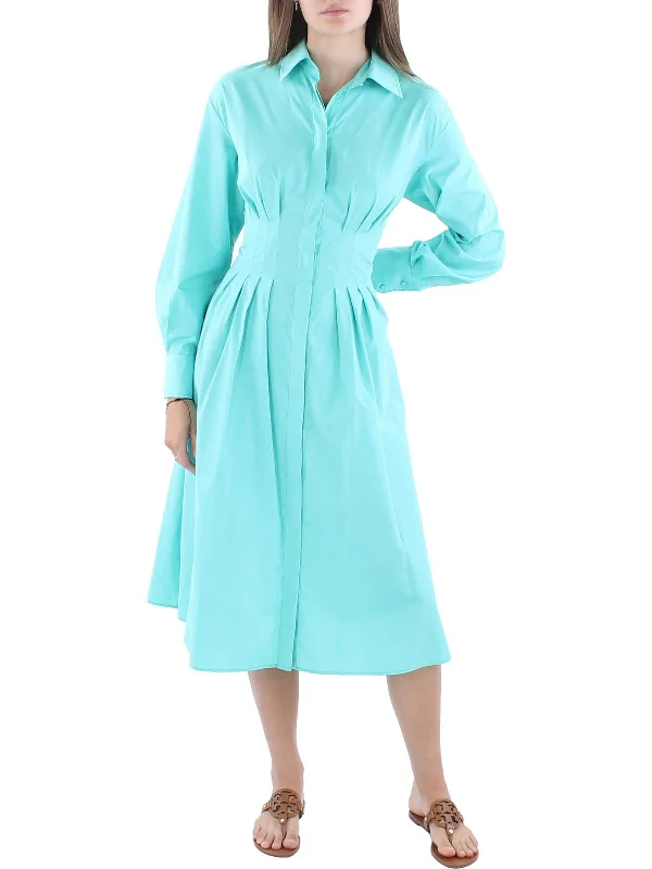 Editorial Design Womens Pleated Midi Shirtdress