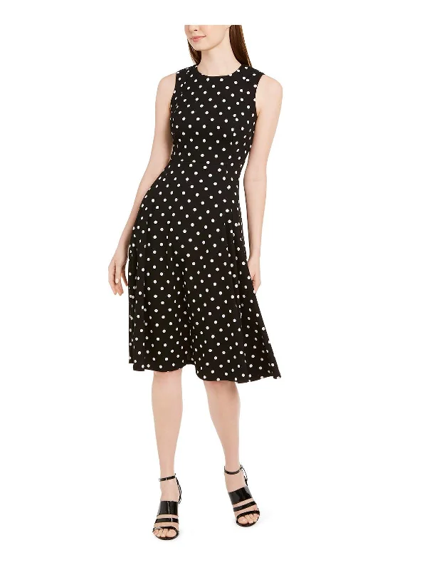 Youthful Style Womens Sleeveless Polka Dot Wear to Work Dress