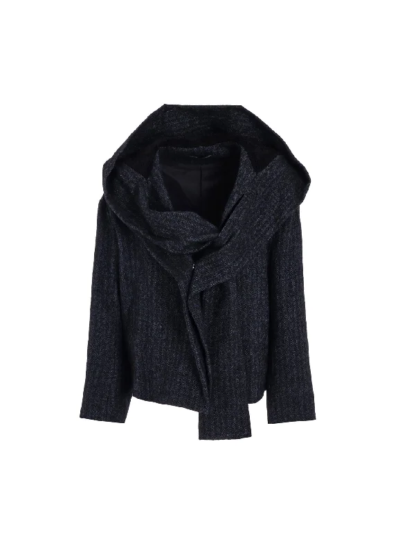 Artistic Temperament LINEN/WOOL RAISED HERRINGBONE HOODIE JACKET