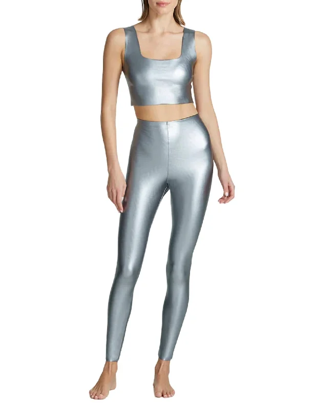 Exquisite Design Faux Leather Legging In Platinum