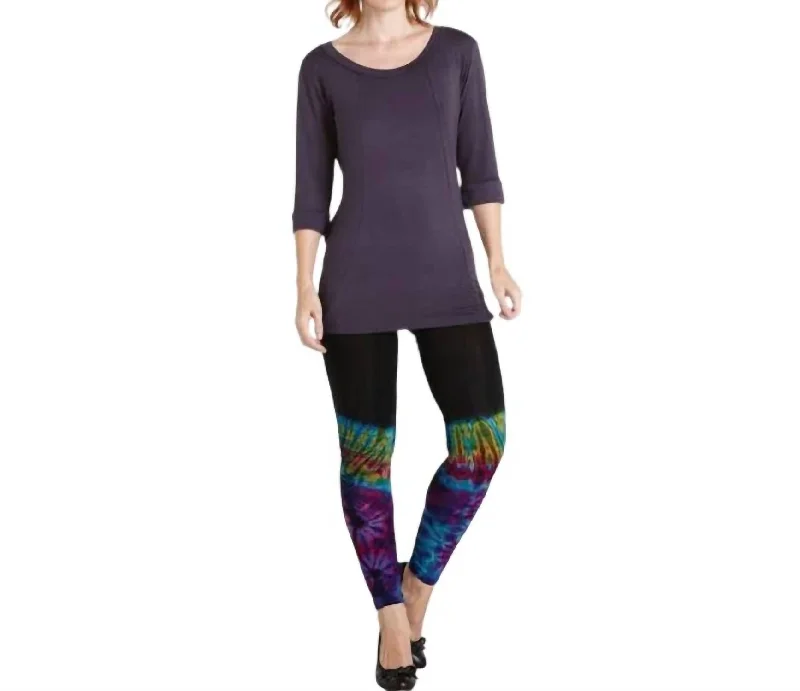 Luxury Fashion Janet Rainbow Tie-Dye Leggings In Black Multi