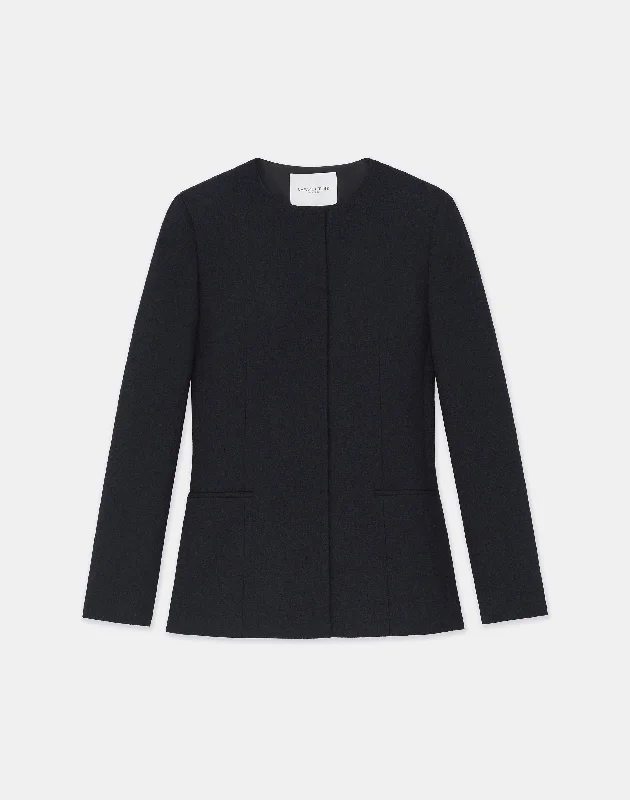 Noble And Elegant Responsible Wool Nouveau Crepe Collarless Jacket